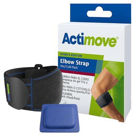 Bsn Medical Elbow Support With Hot/Cold Pack Actimove Sports Edition One Size Fits Most Pull-On / Hook And Loop Strap Closure Strap Left Or Right Forearm 11 To 15-3/4 Inch Forearm Circumference Black - 7574230