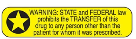 HCL - Pre-Printed Label Warning Label Yellow Paper Warning State and Federal Law Black Caution 5/8 X 1-5/8 Inch - 2111