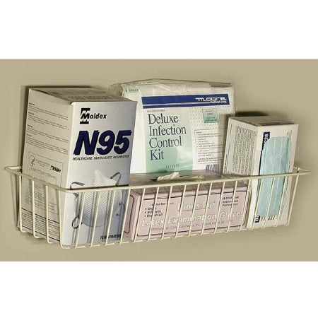 PAC RAC - Wall Storage Basket White Steel Wire 4-1/4 X 7-1/4 X 21-1/2 Inch - Peace Medical - 1058