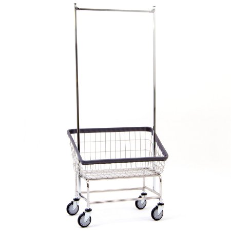 R & B Wire Products - Laundry Cart with Double Pole Rack 3.75 Bushel Capacity Steel Tubing 5 Inch Clean Wheel System Casters - 200CSC56C