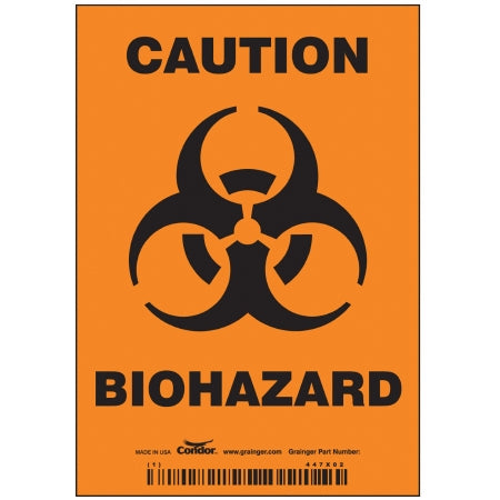 Brady - Wall Sign Caution Caution Biohazard with Symbol - 447X02