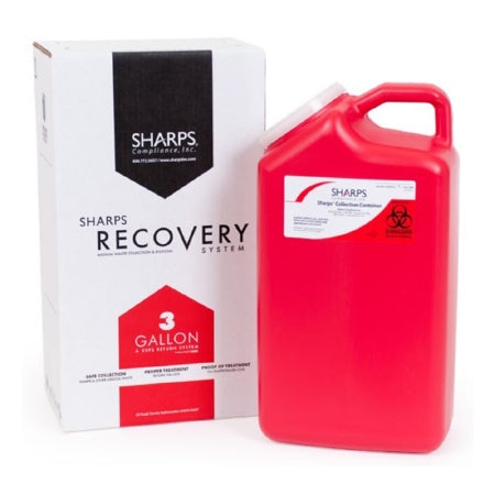 Sharps Recovery System - Mailback Sharps Container Intro Kit 9 L X 6 W X 17 H Inch 3 Gallon Red Base / White Lid Horizontal Entry - Sharps Compliance - 13000-INTRO