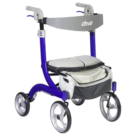 drive Nitro DLX - 4 Wheel Rollator Blue Adjustable Height / Lightweight / Folding Aluminum Frame - RTL10266BL-HS