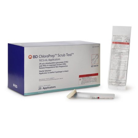 ChloraPrep Scrub Teal - Skin Prep Solution 10.5 mL Foam Applicator 2% / 70% Strength CHG (Chlorhexidine Gluconate) / Isopropyl Alcohol Sterile - 930725