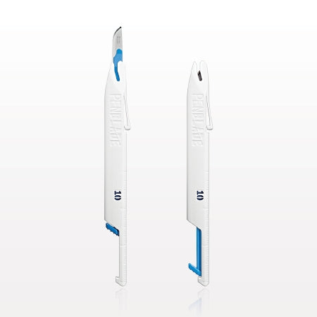 Tidi Products Safety Scalpel Penblade No. 10 Stainless Steel / Plastic Nonslip Grip Handle Sterile Disposable - PB-M-10-CAS