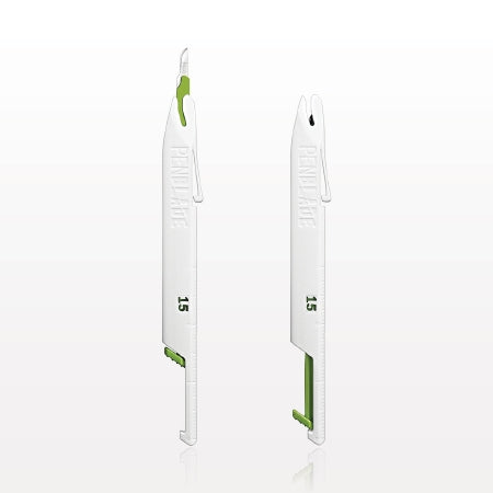 Tidi Products Safety Scalpel Penblade No. 15 Stainless Steel / Plastic Nonslip Grip Handle Sterile Disposable - PB-M-15-CAS
