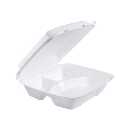 Dart Performer - Carryout Food Container White Single Use Foam 9-3/8 X 9 X 3 Inch - 90HT3R / 90HT3