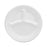 Rj Schinner Co Compartment Plate Dart Quiet Classic White Disposable Laminated Foam 9 Inch Diameter - 9CPWQR / 9CPWQ