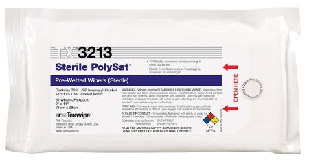 PolySat - Surface Disinfectant Cleaner Premoistened Cleanroom Manual Pull Wipe 50 Count Soft Pack Alcohol Scent Sterile - Texwipe - TX3213