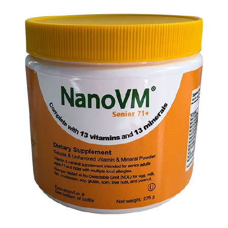 NanoVM Senior 71+ - Vitamin and Mineral Oral Supplement Unflavored 275 Gram Jar Powder - 1171