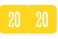 Tabbies Pre-Printed Label Chart Tab 20 20 Yellow 3/4 X 1-1/2 Inch - 94620