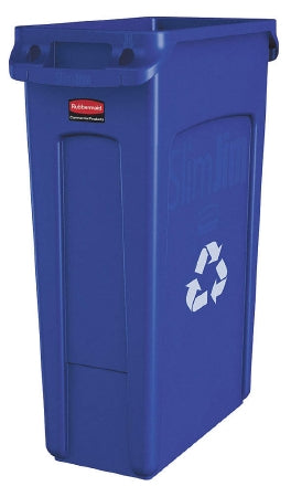 Rubbermaid Slim Jim - Recycling Container 23 gal. Rectangular Blue Resin Open Top - Rj Schinner Co - FG354007BLUE-EA