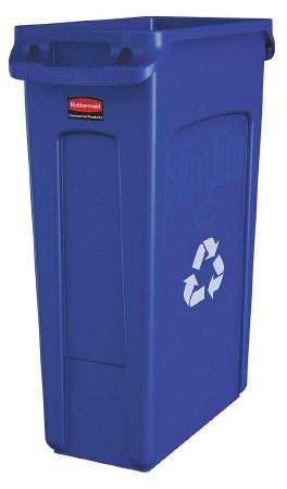 Rubbermaid Slim Jim - Recycling Container 23 gal. Rectangular Blue Resin Open Top - FG354007BLUE-EA