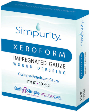 Safe N Simple Dressing, Xeroform Impregnatedgauze 1"X8" (10/Bx 10Bx/Cs) - SNS58818