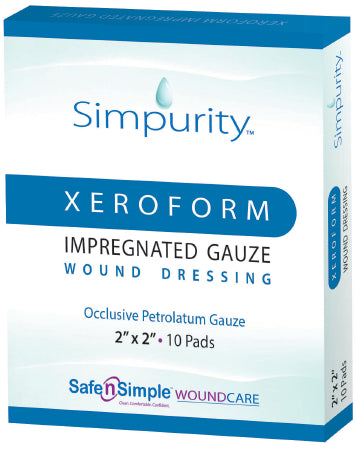 Safe N Simple Dressing, Xeroform Impregnatedgauze 2"X2" (10/Bx 10Bx/Cs) - SNS58822