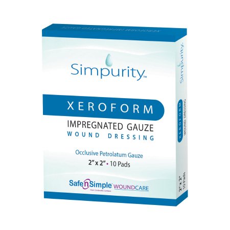 Simpurity - Xeroform Petrolatum Impregnated Dressing 2 X 2 Inch Mesh Gauze Antimicrobial Petrolatum Blend Sterile - SNS58822