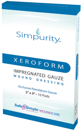 Safe N Simple Dressing, Xeroform Impregnatedgauze 5"X9" (10/Bx 10Bx/Cs) - SNS58859