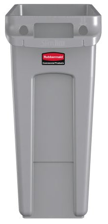 Rubbermaid Slim Jim - Trash Can 16 gal. Rectangular Gray Resin Open Top - Rj Schinner Co - 1971258