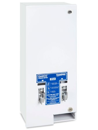 Uline - Feminine Hygiene Dispenser White Steel Manual Turn 15 Maxithins / 22 Tampons Wall Mount - H-8045