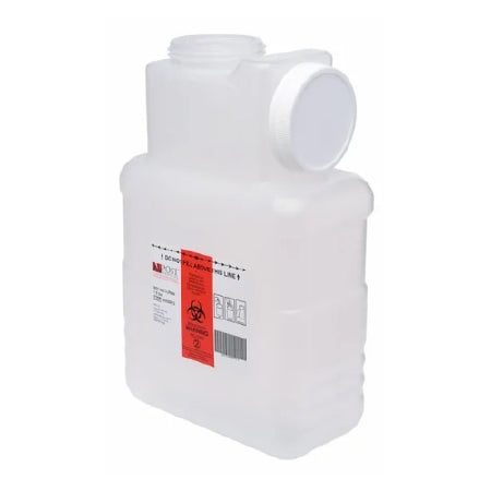 Leaktight - Sharps Container 1.5 Gallon Translucent Base / White Lid Horizontal / Vertical Entry Screw On Lid - Post Medical - 2201-LPBW-22