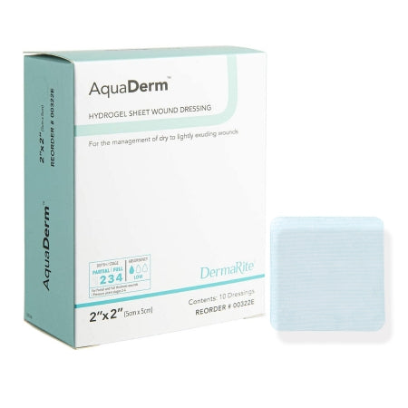 AquaDerm - Hydrogel Dressing 2 X 2 Inch Square 10 Count Sterile - 00322E