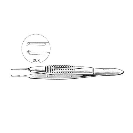 Miltex Suture Tying Forceps Jarit Castroviejo 4-1/4 Inch Length Or Grade Stainless Steel Nonsterile Nonlocking Serrated Wide Thumb Handle Straight 1.5 Mm Wide Tips With 1 X 2 Teeth - 355-163