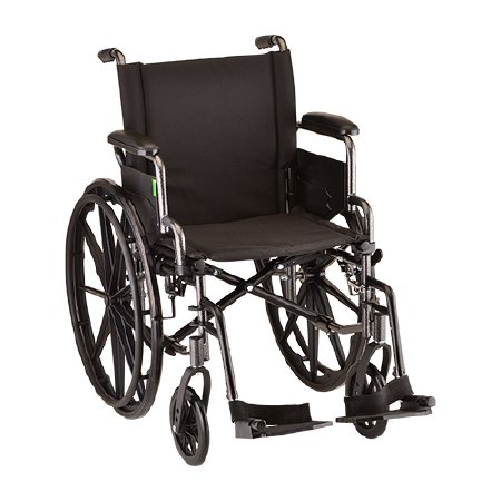 Nova - Lightweight Wheelchair Desk Length Arm Swing-Away Footrest 18 Inch Seat Width Adult 300 lbs. Weight Capacity - 7180L