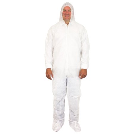 Safety Zone - Coverall with Hood and Boot Covers 2X-Large White Disposable NonSterile - DCWF-2X-40