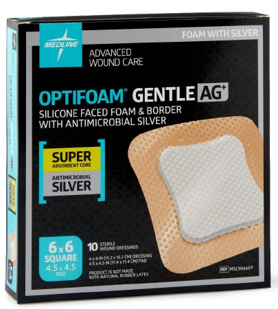 Optifoam Gentle Ag+ - Silver Foam Dressing 6 X 6 Inch Square Sterile - MSC9666EP