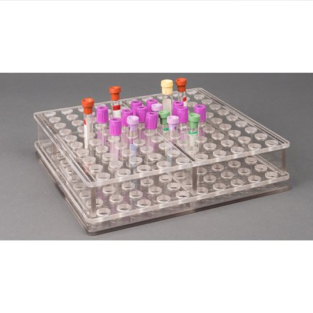 Poltex - Carrier Rack Blood Tube Rack 100 Place 17 mm Tube Size Clear 2-1/2 X 10 X 10 Inch - BLDTUBE100