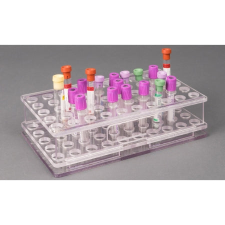 Poltex Carrier Rack Blood Tube Rack 50 Place 17 Mm Tube Size Clear 2-1/2 X 5-3/4 X 10 Inch - BLDTUBE50