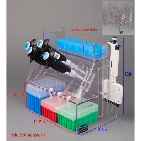 Poltex - PCR Hood Organizer 1/4 Inch Thick PETG For man Standard Size Pipettors and Tips - PCRHOOD