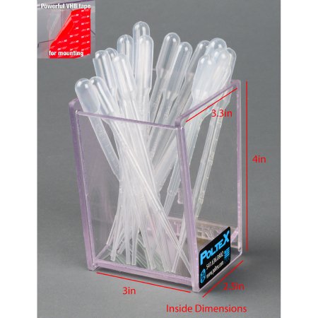 Poltex - Pipette Holder 2-1/2 X 3 X 4 Inch, Clear For Transfer Pipettes / Swabs - TXFRCUP-T