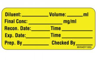Precision Dynamics Label, Diluent Vol/Ml (420/Rl) - MV04SY1553