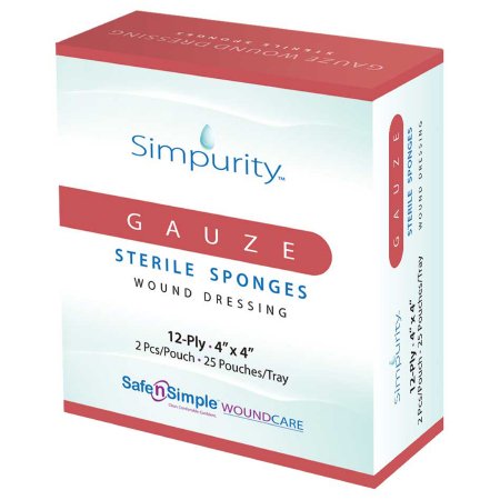 Simpurity - Gauze Sponge Cotton 12-Ply 4 X 4 Inch Square Sterile - SNS54444