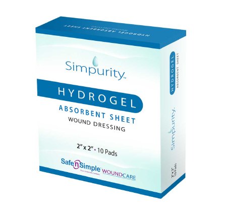 Safe N Simple Hydrogel Dressing Simpurity 2 X 2 Inch Square 10 Count Sterile - SNS58302