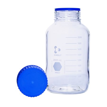 Kimble KIMAX GLS 80 - Media Storage Bottle Wide Mouth Borosilicate Glass 2,000 mL (64 oz.) - 14393-2000