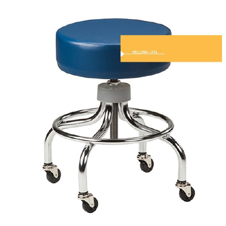 Chrome Series - Base Stool Backless Screw Adjustment 4 Casters Yellow - 2102-3YLW