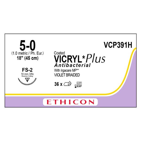 Ethicon Inc,a J & J Company Suture 5-0 Tcs/Pg910 Fs-2 Coated Vicryl Plus Violet 18" Braid 3Dz/Bx - VCP391H
