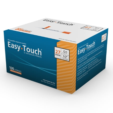 EasyTouch - Insulin Syringe with Needle 0.5 mL 27 Gauge 1/2 Inch Thin Wall NonSafety - Mhc Medical - 627555