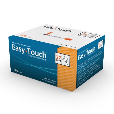 Mhc Medical Insulin Syringe With Needle Easytouch 0.5 Ml 27 Gauge 1/2 Inch Attached Needle Without Safety - 827555