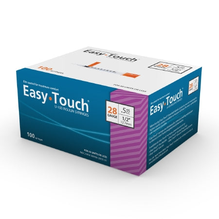 EasyTouch - Insulin Syringe with Needle 0.5 mL 28 Gauge 1/2 Inch Thin Wall NonSafety - 828555