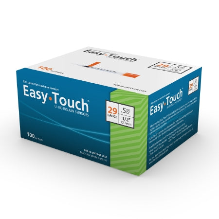 Mhc Medical Insulin Syringe With Needle Easytouch 0.5 Ml 29 Gauge 1/2 Inch Attached Needle Without Safety - 829555
