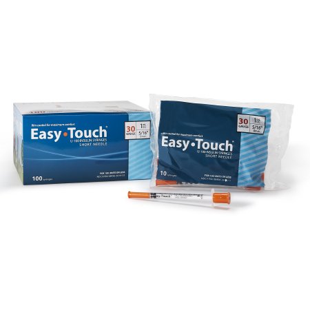 EasyTouch - Insulin Syringe with Needle 1 mL 30 Gauge 5/16 Inch Thin Wall NonSafety - 830165
