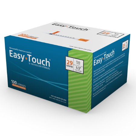 EasyTouch - Insulin Syringe with Needle 1 mL 29 Gauge 1/2 Inch Thin Wall NonSafety - 629155