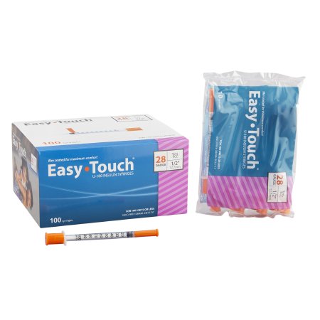 EasyTouch - Insulin Syringe with Needle 1 mL 28 Gauge 1/2 Inch Thin Wall NonSafety - 828155