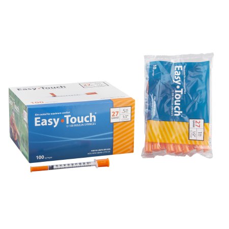 EasyTouch - Insulin Syringe with Needle 1 mL 27 Gauge 1/2 Inch Thin Wall NonSafety - 827155