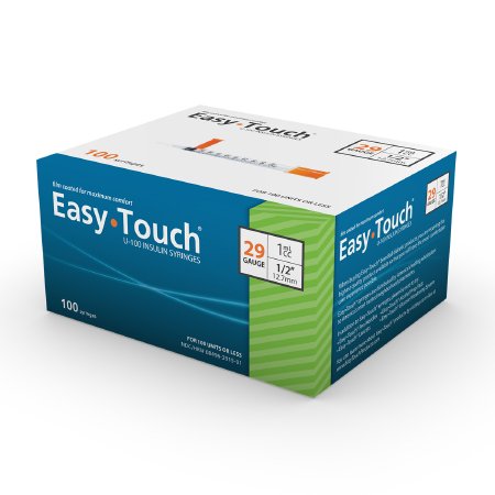 Mhc Medical Insulin Syringe With Needle Easytouch 1 Ml 29 Gauge 1/2 Inch Attached Needle Without Safety - 829155