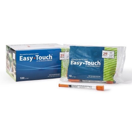EasyTouch - Insulin Syringe with Needle 1 mL 29 Gauge 1/2 Inch Thin Wall NonSafety - 829155