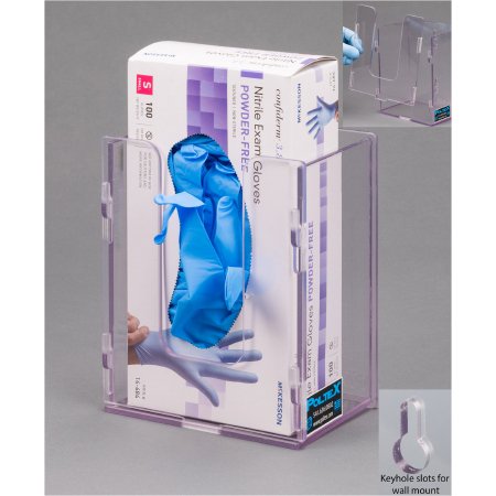 Poltex - Glove Box Holder Wall Mounted 1-Box Capacity Clear 5-1/2 W X 3-1/4 D X 7 H Inch PETG Plastic - 1GBSHORT-W